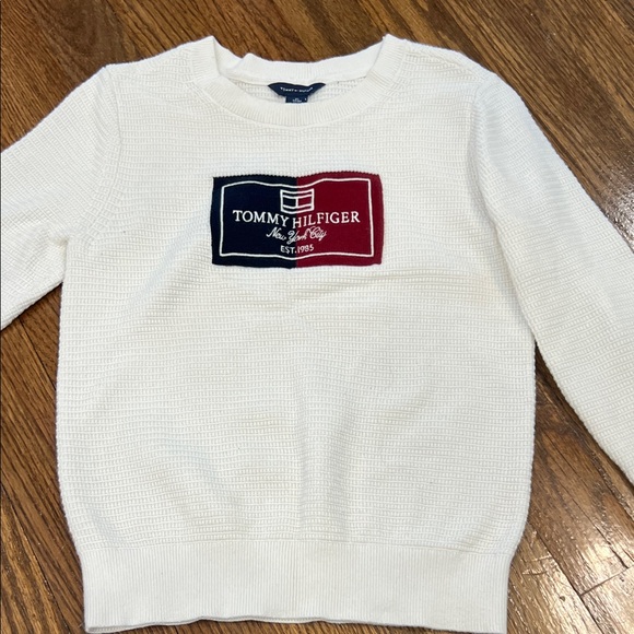 Toodler Boy Tommy Hilfiger Cream Knit Sweater - Picture 1 of 6